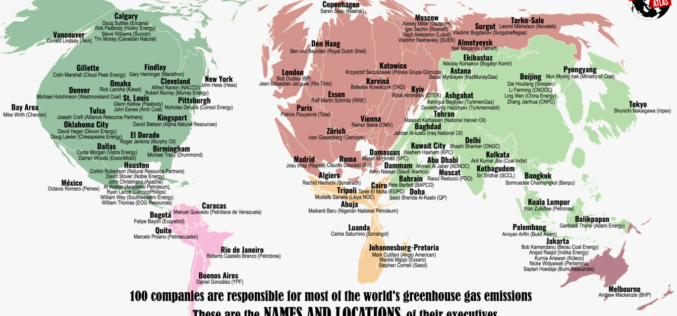Las 100 personas responsables del 71% de las emisiones contaminantes, en un mapa